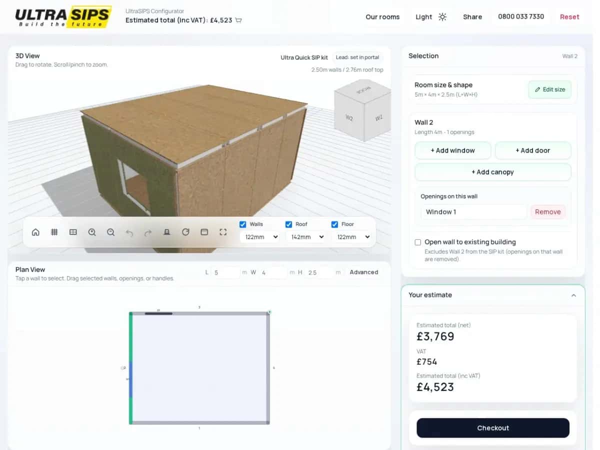 UltraSIPs online configurator for SIP panel kits