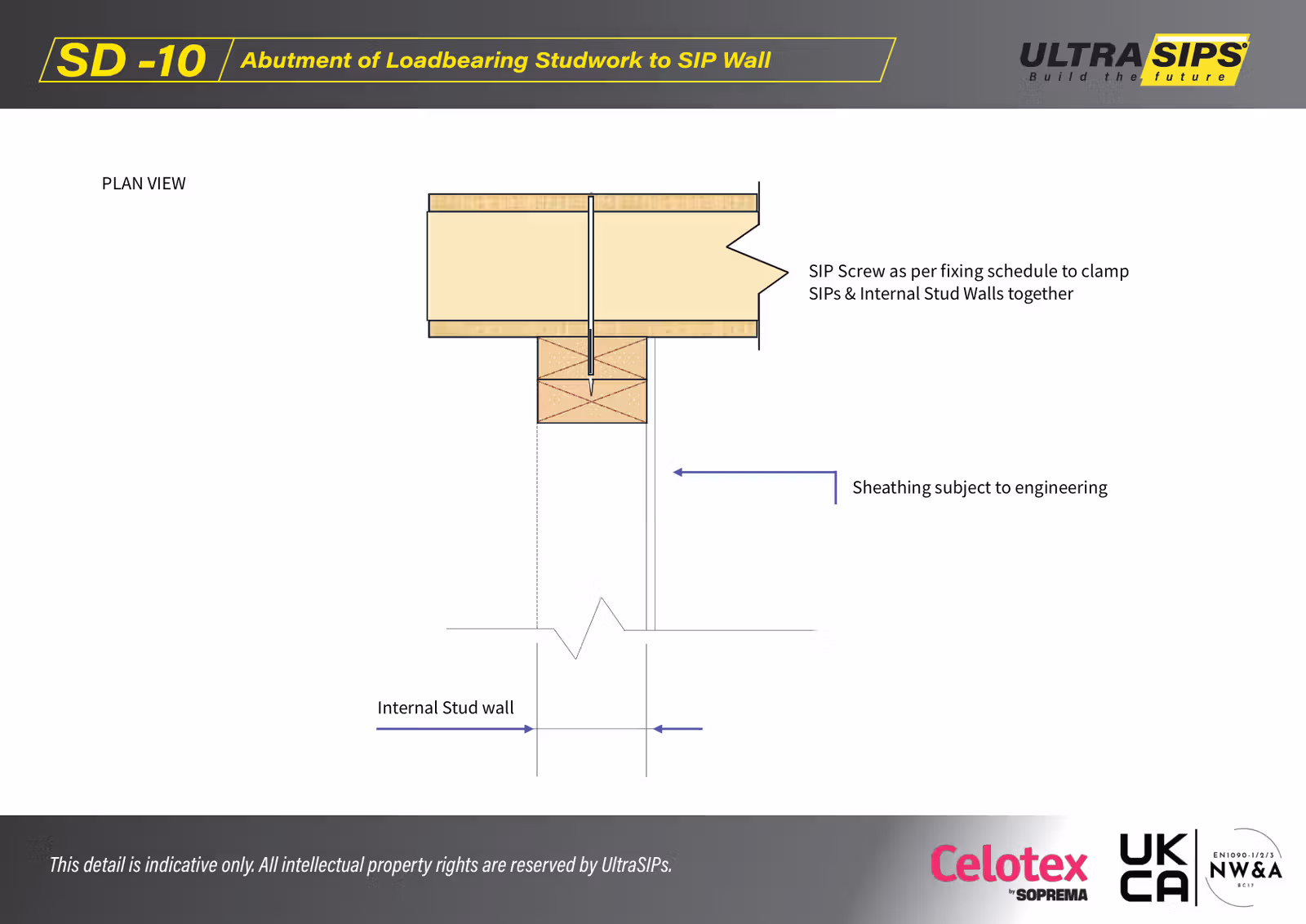 SD-10: Abutment of Loadbearing Studwork to SIP Wall